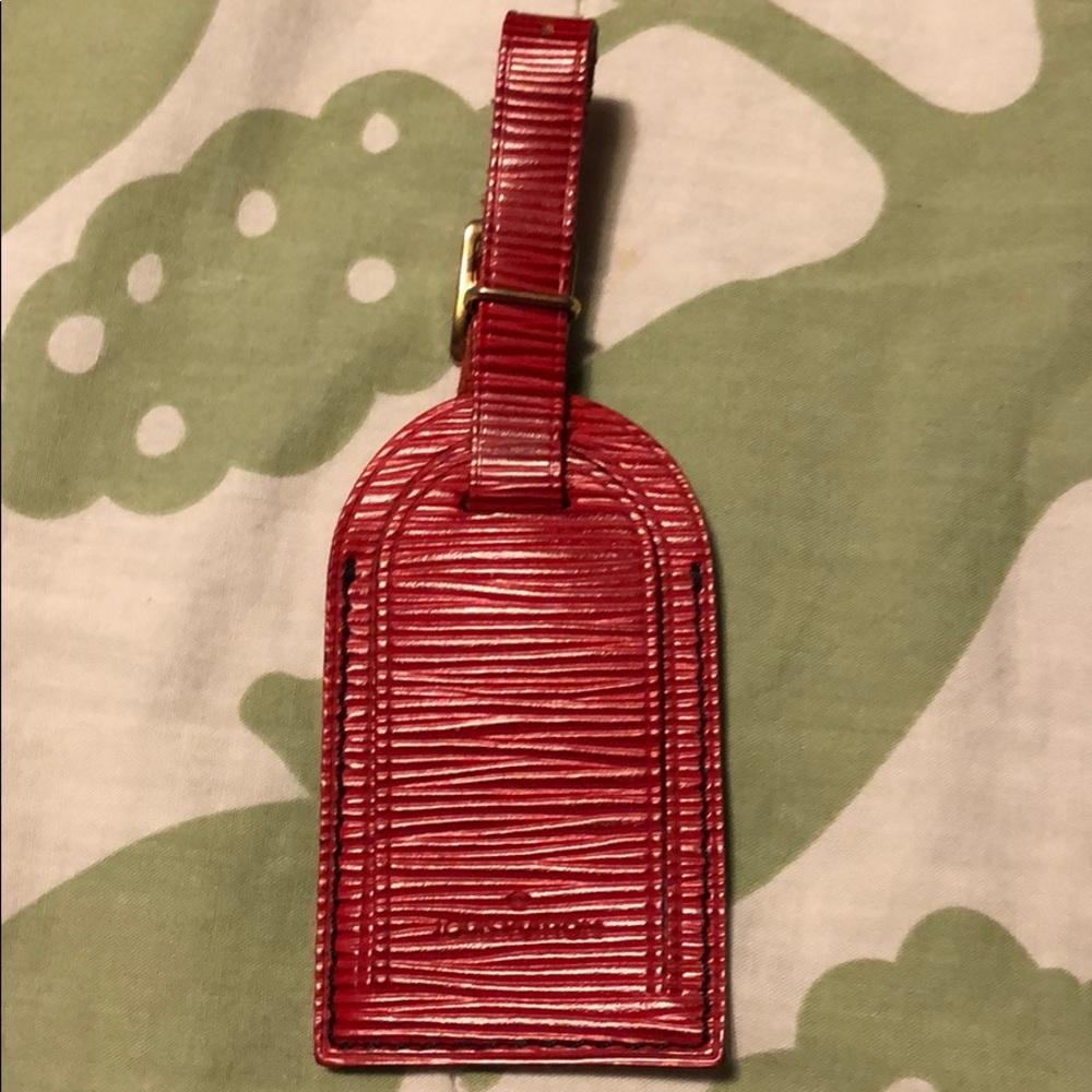 Louis Vuitton Red Epi Leather Luggage Tag with Gold Tone Buckle